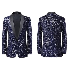 Disco 1980s Lapel Collar Blazer Disco Sequins Fancy Dress Men's Halloween Masquerade Party Club Pride Parade Adults' Coat Fall  Winter