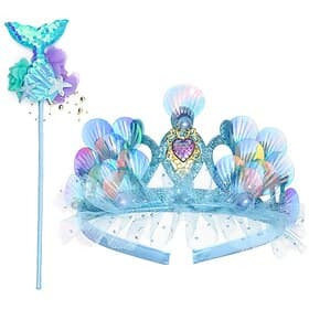 2 Pieces Kids Girls' Hair Accessories Tiara Active Sweet Party Birthday Mermaid Blue
