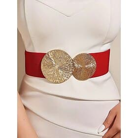 Women's Alloy Metal Buckle Stretch Belt with Polyester Elastic Band, Available in Multiple Colors, Perfect for Valentine's Day Outfits