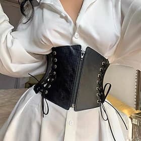 Punk  Gothic Mittelalterlich Renaissance Korsett Taillengürtel Reißverschluss Kostüm Damen Keltisch Seeräuber Fantasie Halloween Karneval Party LARP Erwachsene