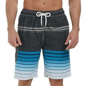 Men's Swim Shorts Swim Trunks Gradient Stripes Drawstring with Pockets Quick Dry With Pockets Board Shorts Bathing Suit Surfing Beach Water Sports Summer