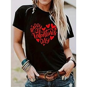 Dames T-shirt 100% katoen Casual Afdrukken Korte mouw Normale tops Dagelijks Zwart Zomer