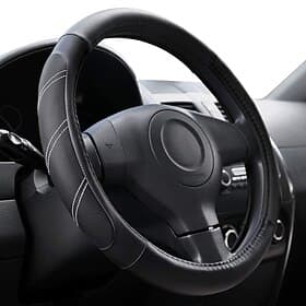 Elantrip Sport Leather Steering Wheel Cover 14 1/2 inch to 15 inch Universal Padded Soft Grip Breathable Anti Slip Odorless