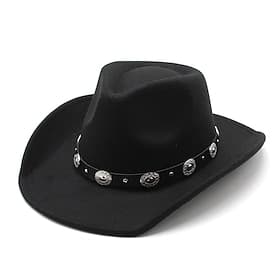 Herren Sonnenhut Cowboy-Hut Fedora-Trilby-Hut Schwarz Wein Wollen Vintage-Stil Modisch 18. Jahrhundert Bundesstaat Texas Täglich Kostümparty Solide / einfarbig