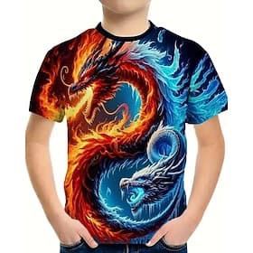 Boys 3D Graphic Dragon T shirt Tee Short Sleeve Summer Spring Fashion Basic Kids 4-12 Years Crew Neck Outdoor Casual Daily Regular Fit