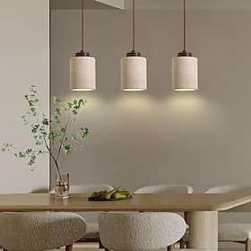 Zylindrische Wabi-Sabi-Hängeleuchte aus Travertin, Naturstein, zylinderförmig, klein, Mid-Century-Modern, Hängeleuchte für Schlafzimmer, Küche, Wohnzimmer, 85–