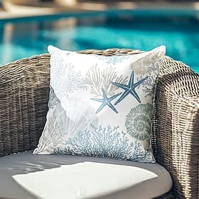 Nautical Coastal Floral Double Side Pillow Cover 2PC Soft Decorative Square Cushion Case Pillowcase for Bedroom Livingroom Sofa Couch Chair