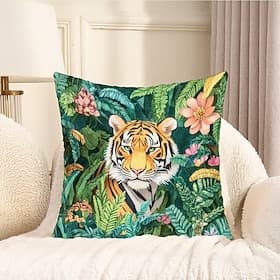 Tropical Tigers Decorative Toss Pillows Cover 1PC Soft Square Cushion Case Pillowcase for Bedroom Livingroom Sofa Couch Chair