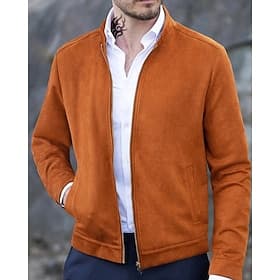 Men's Lightweight Jacket Transition Jacket Casual Jacket Vacation Daily Wearproof Pocket Fall  Winter Plain Fashion Classic Stand Collar Regular Black Navy Blu