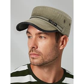 Men's Adjustable Casual Military-Style Cap with Button Detailing - Durable Cotton Fabric, Ideal for Outdoor, Everyday Wear and Casual Occasions
