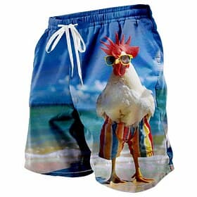 Homme Animal Coq Drôle Maillots de bain Shorts de bain Shorts de Surf Taille Moyenne Streetwear Hawaïen Occasionnel Quotidien Fête Avec Poches Cordon de serrag