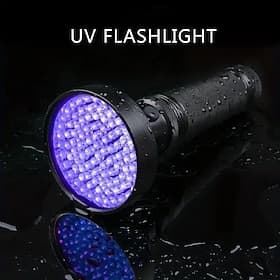 Lampe de poche UV 100 LED - Torche à lumière noire 395 nm pour l'urine des animaux domestiques, détection des scorpions Contrôle par fluorescence