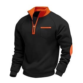 Homme Sweat-shirt Sweat-shirt quart de fermeture éclair Noir Rouge Bordeaux bleu marine Gris Clair Gris foncé Demi-zip Uni Sport  Loisir Quotidien Fête Polyest