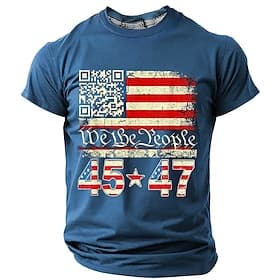 4th of July 2026 250th Memorial Day Men's Patriotic Patriot 3D Print US Flag Veteran Crew Neck Short Sleeve T-Shirt Daily Street