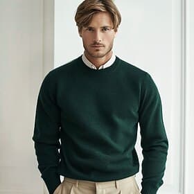 Men's 100% Wool Sweater Pullover Sweater Jumper Knit Solid Color Crew Neck Knitwear Elegant School Training Clothing Apparel Fall Winter Black White S M L