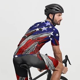 America's 250th Anniversary Independence Day Men's Cycling Jersey National Flag Short Sleeve Bike Tee Tshirt Jersey with 3 Rear Pockets Mountain Bike MTB Quick