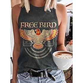 Camiseta de tirantes para mujer con girasol a rayas elegante y casual sin mangas con escote redondo blusas regulares diarias impresión negra y gris de verano