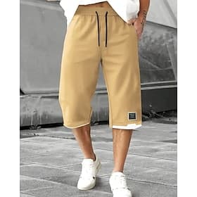 Homme Short d'été short capri Shorts décontractés Poche Cordon Taille elastique Plein Confort Respirable Mollet Extérieur Vacances Sport Décontractées Noir Ver