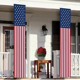 US 250th Anniversary Patriotic Decorations 4th of July Decorations Outdoor Hanging American Flag Banners Porch Sign for Veterans Memorial Labor Presidents Flag