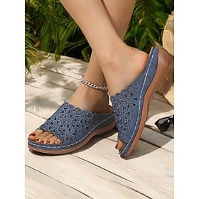 Women's White Floral Lace Slip-On Sandals – Comfortable Flat Sandals with Scalloped Edges for Summer, Beach  Casual Wear