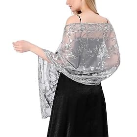 Elegant Vintage Ladies Flapper Shawls The Great Gatsby Charleston Sequins Fancy Dress Women's Valentine's Day Masquerade Party Wedding Formal Adults Shawl Summ