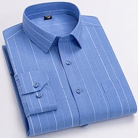 Men's Shirt Dress Shirt Button Up Shirt Plaid Wedding Party Light Blue Navy bluewhite Light blue-ginghem Royal Blue Long Sleeve Lapel Spring Fall Clothing Appa