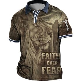 Voor heren Grote maten POLO Shirt Groot en klein Leeuw Strijkijzer Afdrukken Korte mouw Lente zomer Sport Modieus Streetwear Ontwerper Buiten Straat Tops