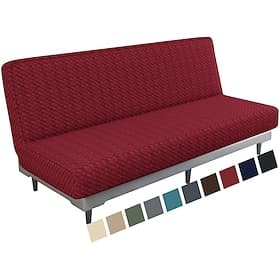 Jacquard Futon Cover Stretch Armless Futon Sofa Cover Soft Futon Slipcover with Elastic Bottom Thick Sofa Bed Furniture Protector Covers for Washable Futon