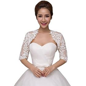 Women's Lace Wedding Bridal Bolero Jackets Shawl Formal Party Prom Evening Cape for Bride Bridesmaid Wrap Shrugs