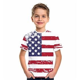 Boys' 3D Graphic Flag T shirt Short Sleeve 3D Print Summer Active Kids 4-12 Years Daily Wear Regular Fit