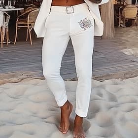 Per uomo Solari pantaloni della tuta Pantaloni Vita normale Affari casual Esterno Da mare Abbigliamento di strada Con tasche Taglio attillato Fronte piatto Est