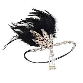 Années Folles Années 1920 Serre Tête Flapper Gatsby le Magnifique Charleston Plume Feuille Art Déco Déguisement Femmes Noël Nouvel An Saint-Valentin Soirée Bal