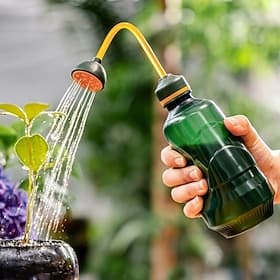 Watering Can with Detachable Shower Head - Flexible Long Nozzle, Squeeze Trigger, Transparent Plastic Plant Sprinkler for Indoor  Outdoor Gardening