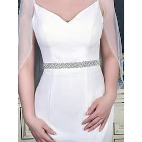Women's Crystal Rhinestone Bridal Belt, Elegant Sparkling Waist Sash for Women, Classic Luxury Style Wedding Dress Accessory Perfect for Brides, Bridesmaids, F