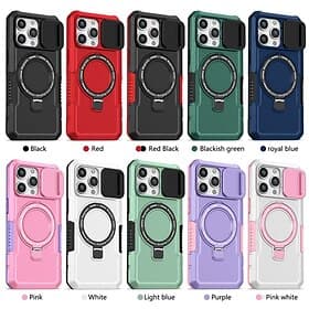Phone Case For iPhone 16 15 14 Pro Max Plus 13 12 11 Pro Max Back Cover with Stand Holder Magnetic Support Wireless Charging Retro PC