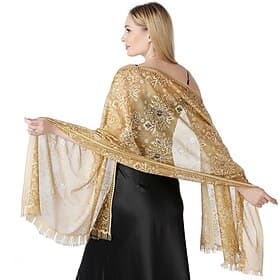 Roaring 20s 1920s Retro Vintage Flapper Shawls The Great Gatsby Flapper Girl Tassel Fringe Solid Color Fancy Dress Women's Carnival Evening Party Wedding Masqu