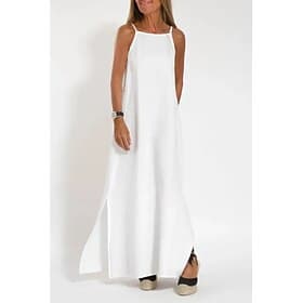 Women's Long Dress Maxi Dress Faux Cotton Linen Shift Dress Sundress Slip Dress Fashion Basic Modern Daily Beach Weekend Regular Fit Plain Sleeveless Spaghetti