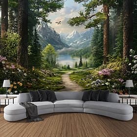 Beautiful Lake Waterfall Plant Landscape Hanging Tapestry Wall Art Large Tapestry Mural Decor Photograph Backdrop Blanket Curtain Home Bedroom Living Room Deco