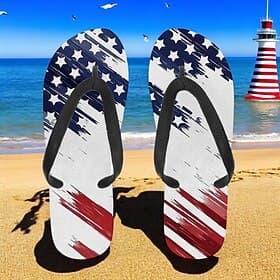 United States Anniversary Men's American Flag Flip-Flops – Patriotic Stars  Stripes Sandals for Summer, Independence Day  Beachwear