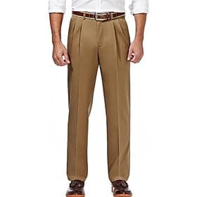Men's Dress Pants Trousers Suit Pants Pleated Pocket Straight Leg Plain Comfort Soft Full Length Formal Business Daily Fashion Streetwear Dark Khaki Light Khak