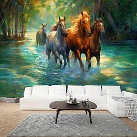 A group of galloping horses animals plants and scenery Hanging Tapestry Wall Art Large Tapestry Mural Decor Photograph Backdrop Blanket Curtain Home Bedroom Li
