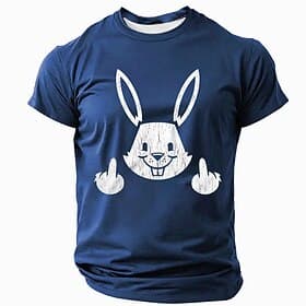 T-Shirt grafica sarcastica da uomo con coniglio e dito medio divertente T-Shirt a maniche corte per umorismo edgy e stile di vita