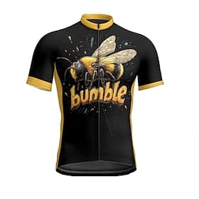 Men's Cycling Jersey Bee Short Sleeve Bike Tee Tshirt Jersey with 3 Rear Pockets Mountain Bike MTB Quick Dry Anatomic Design Wicking Breathable Sports Black Cl
