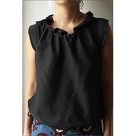 Women's 100% Cotton Linen Shirt Blouse Plain Basic Modern Sleeveless Crew Neck Regular Tops Daily Holiday Going out Black White Navy Blue Summer