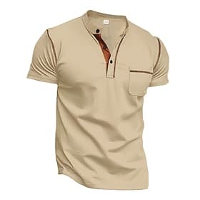 Men's Golf Shirt Golf Polos Shirts Work Casual Stand Collar Short Sleeve Basic Modern Color Block Patchwork Buttons Summer Spring Regular Fit Black White Wine