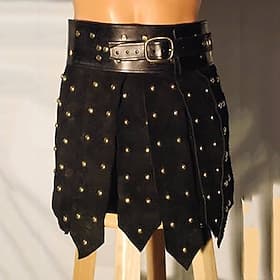 Retro Vintage Medieval Short Mini Skirt Scottish Utility Kilts Kilts Fancy Dress Men's Celtic Halloween Carnival Masquerade Performance Adults' Skirt