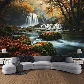 Beautiful Lake Waterfall Plant Landscape Hanging Tapestry Wall Art Large Tapestry Mural Decor Photograph Backdrop Blanket Curtain Home Bedroom Living Room Deco thumbnail 2