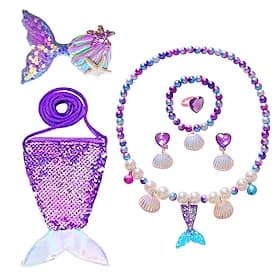 Kids Girls' Mermaid Dress Up Set Necklace Bracelet Jewelry Set Tiara Princess Sweet Party Birthday Unicorn