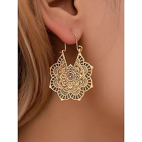 orecchini pendenti mandala bohémien – orecchini pendenti vintage placcati in oro con fiori cavi per donna, gioielli etnici per festival, feste e uso quotidiano