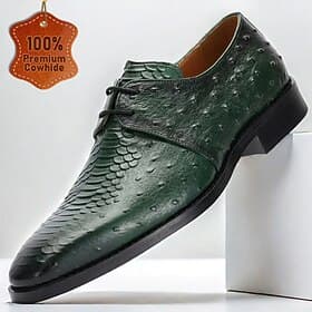 Men's Green Genuine Leather Oxford Shoes – Luxury Crocodile Pattern Lace-Up Dress Shoes for Kentucky Derby  Weddings